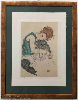 Egon Schiele - Sedící žena ( Sitzende Frau mit hochgezogenem Knie )