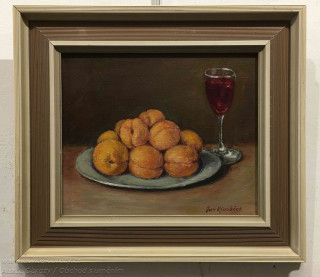 Jan Křováček - Zátiší s ovocem a sklenicí vína